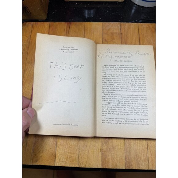 Jackie Robinson Biography Hardcover Book 1948 Greenberg Publisher Rare Edition - Picture 3 of 7